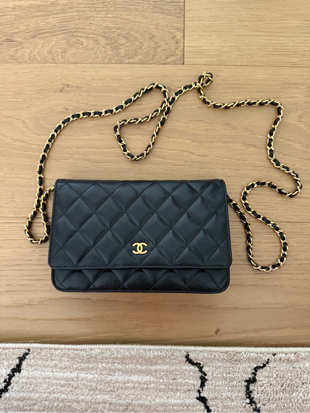 Chanel Quilted Caviar Leather Wallet on Chain Black